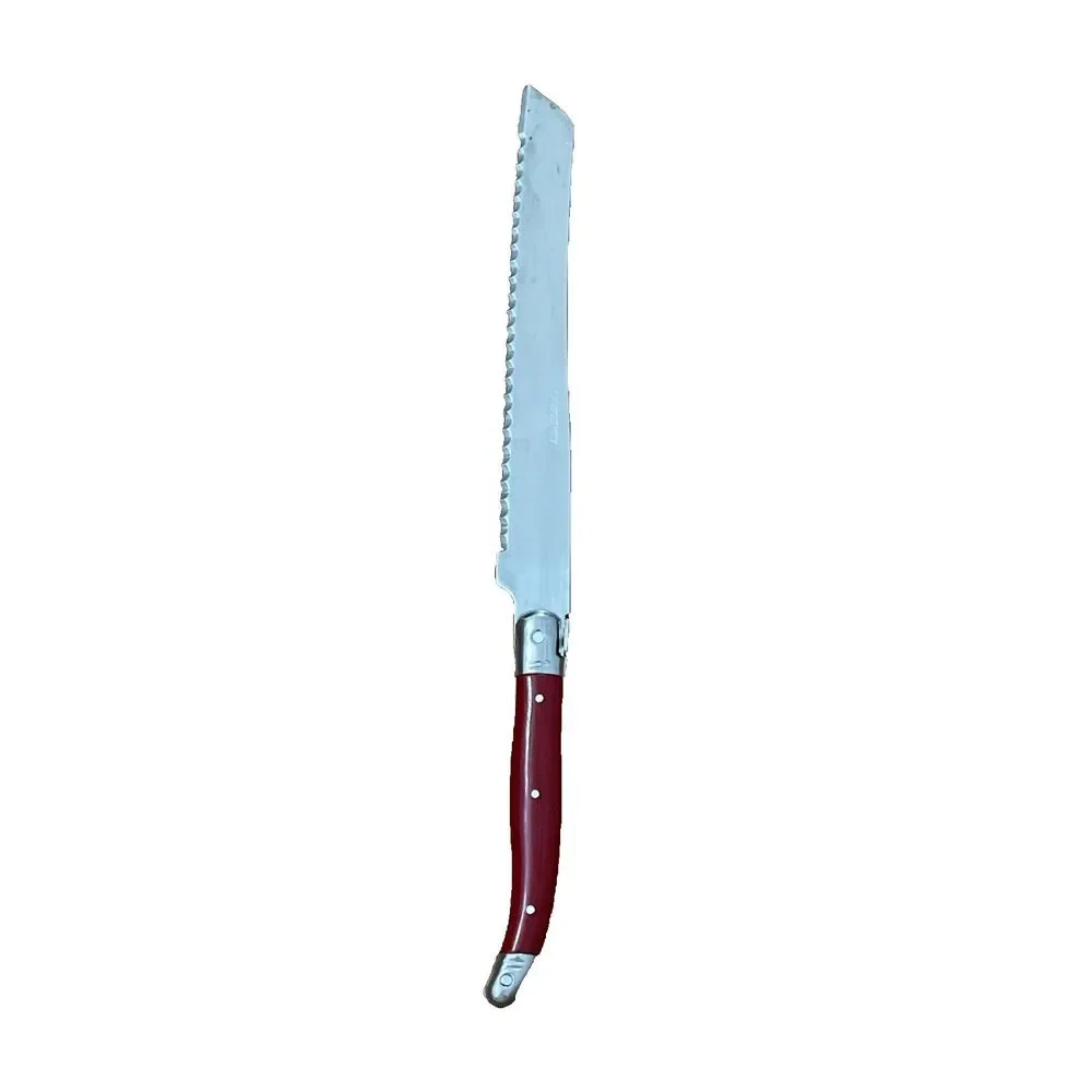 Jean Dubost Laguiole Bread Knife Red Handle Stainless Steel Made in France